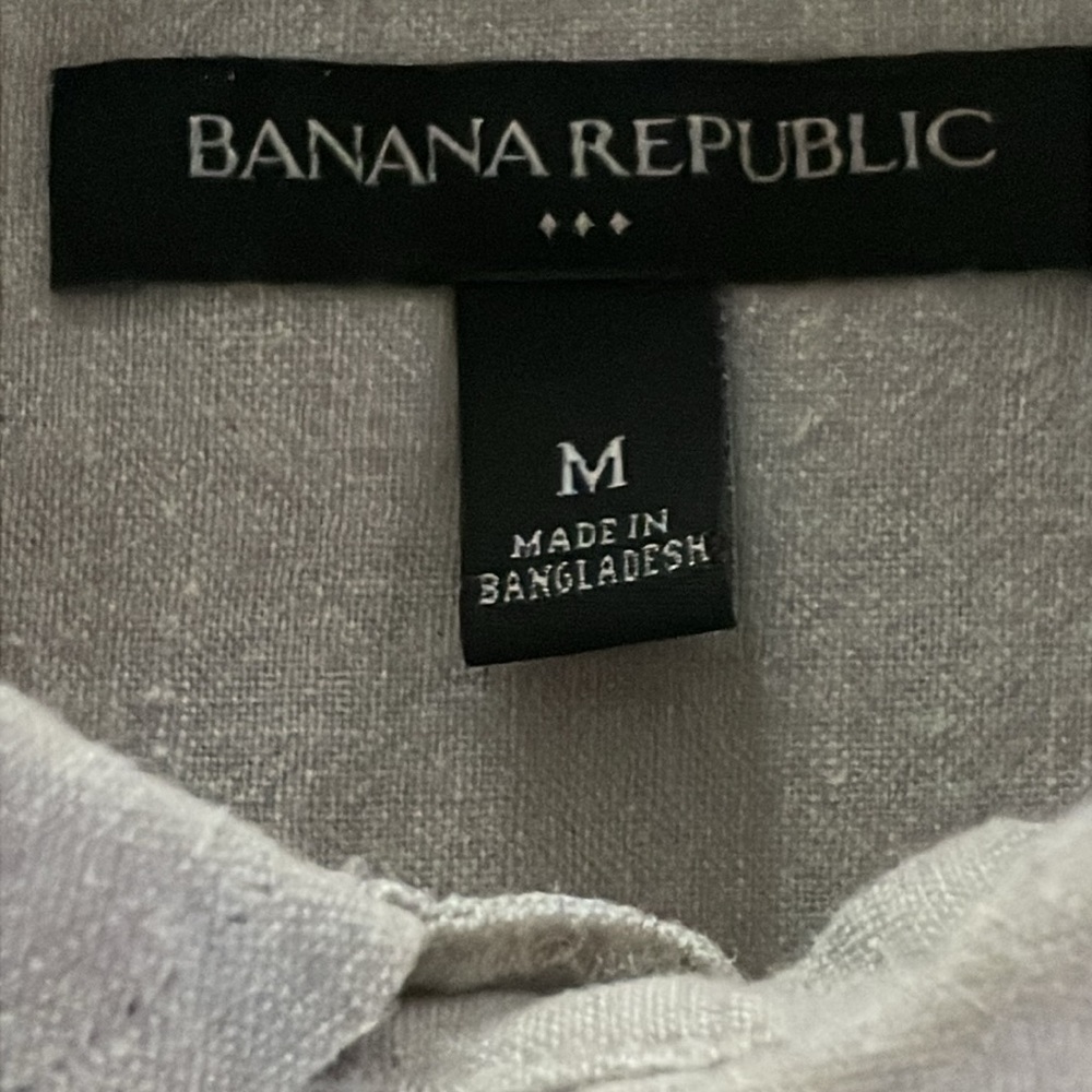 Mens M: Banana Republic Linen Long Sleeve Button Down Shirt Taupe NWOT new! - Picture 4 of 10